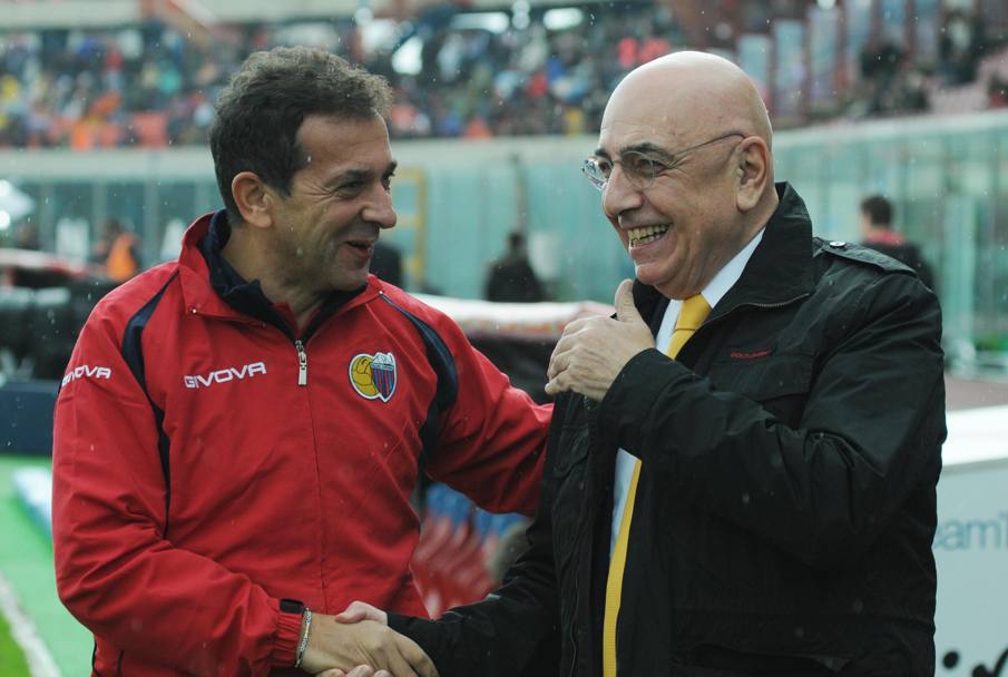 Con Adriano Galliani prima della partita Catania-Milan nel 2013.(ANSA)